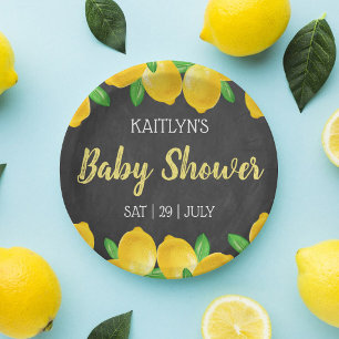 Assiettes En Carton Aquarelle moderne Baby shower citronnier