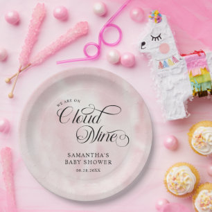 Assiettes En Carton Aquarelle moderne Cloud rose Neuf Baby shower