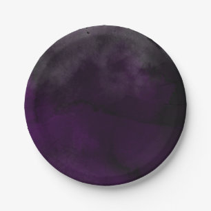 Assiettes En Carton Aquarelle moderne Moody Plum Purple Wedding Party