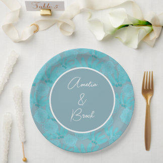 Assiettes En Carton Aquarelle moderne Turquoise bleu Floral Design Mar