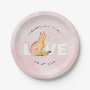Assiettes En Carton Aquarelle moderne Valentine's Day Fox