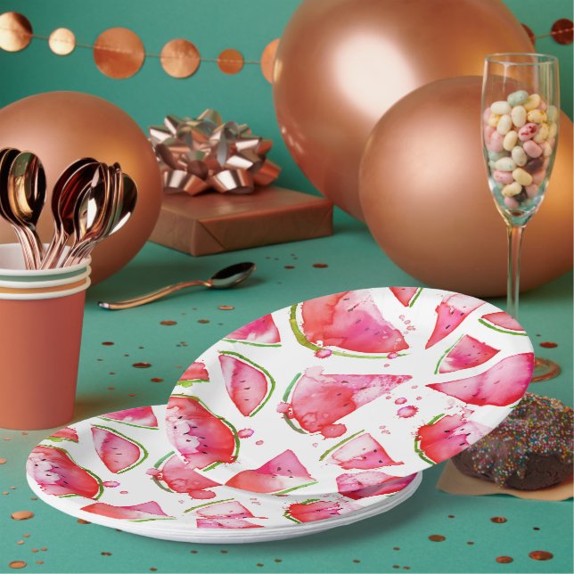 Assiettes En Carton Aquarelle pastèque 1 (Multi)