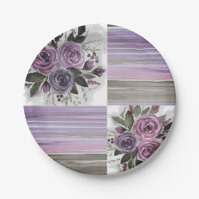 Assiettes En Carton Aquarelle. Patchwork. (Devant)