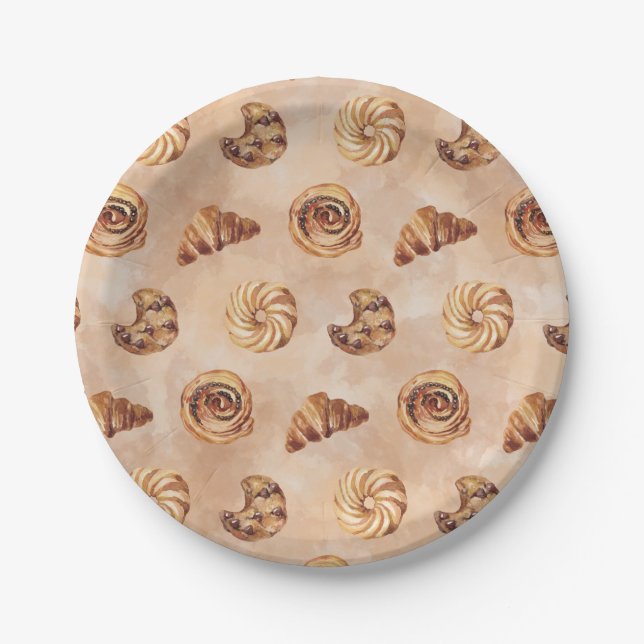 Assiettes En Carton Aquarelle pâtisserie pâtisserie Brunch (Devant)