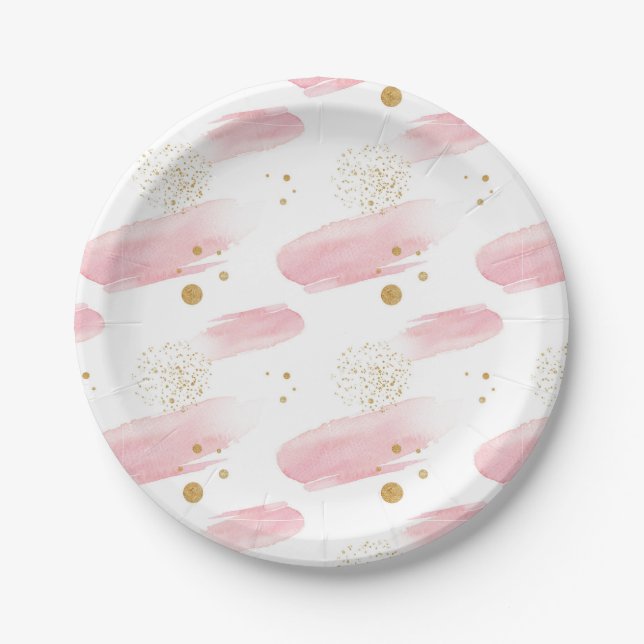 Assiettes En Carton Aquarelle Peach Splash (Devant)