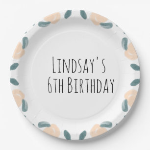 Assiettes En Carton Aquarelle Pêche Fruit Anniversaire Frontière Art N