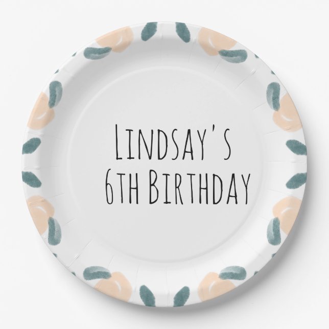 Assiettes En Carton Aquarelle Pêche Fruit Anniversaire Frontière Art N (Devant)