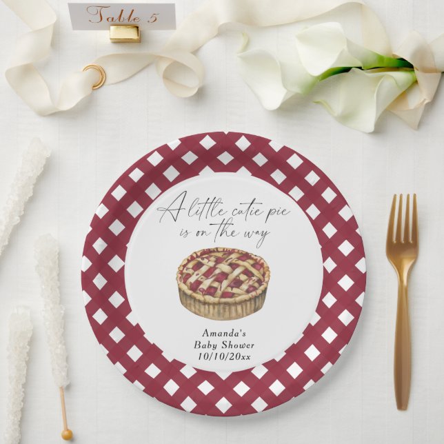 Assiettes En Carton Aquarelle petit baby shower à tarte (Mariage)