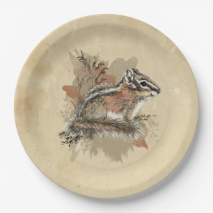 Assiettes En Carton Aquarelle Petit Écureuil Mignon Animal Faune