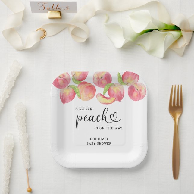 Assiettes En Carton Aquarelle Petite pêche est sur le chemin baby show (Mariage)