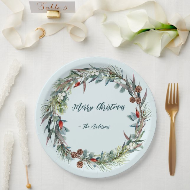 Assiettes En Carton Aquarelle Plaque de papier à papier en bois (Mariage)