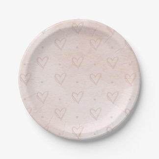 Assiettes En Carton Aquarelle Plaques en papier de coeur, Rose Dusty