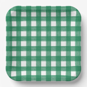 Assiettes En Carton Aquarelle Plaques en papier vert et blanc