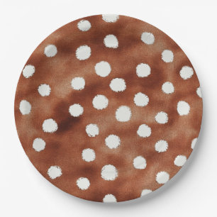 Assiettes En Carton Aquarelle Pointe Polka dans Café Brown et blanc