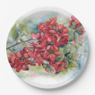 Assiettes En Carton Aquarelle pomme coing fleur fleurs arbre mariage