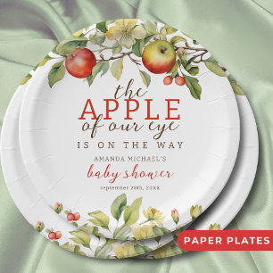 Assiettes En Carton Aquarelle Pomme de notre oeil Chute bébé Douche
