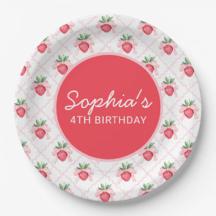 Assiettes En Carton Aquarelle Preppy Fraises Berry Sweet