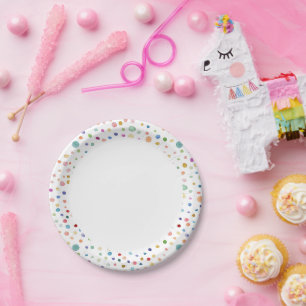 Assiettes En Carton Aquarelle Rainbow Confetti Points Aquarelle Plaque