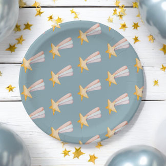 Assiettes En Carton Aquarelle répétée de tir Star Rainbow Tail