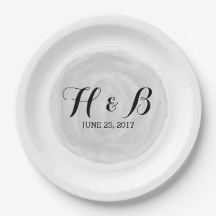 Assiettes En Carton Aquarelle ronde gris Plaques papier Mariage