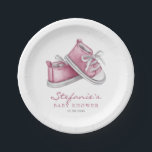 Assiettes En Carton Aquarelle rose Chaussures bébé C'est un Baby showe<br><div class="desc">Invités Invitations à votre événement avec ces plaques de baby shower personnalisables. Il présente l'aquarelle illustration d'adorables bottes de bébé roses. Personnalisez en ajoutant vos détails. Ces plaques en papier baby shower rose sont parfaites pour It's a Girl baby showers.</div>