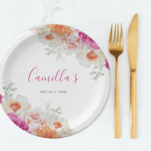 Assiettes En Carton Aquarelle rose et orange brillante Plaque en papie