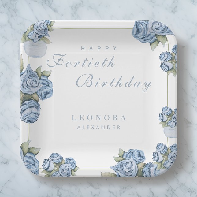 Assiettes En Carton Aquarelle Rose N'IMPORTE QUEL Jalon Floral Anniver (Créateur téléchargé)