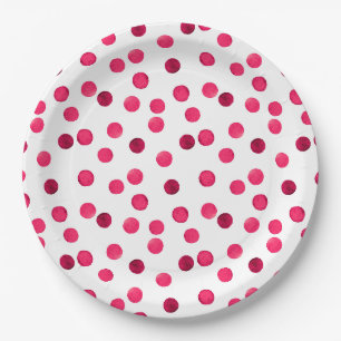 Assiettes En Carton Aquarelle rouge aquarelle pois motif