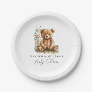 Assiettes En Carton Aquarelle simple Baby shower d'ours en peluche