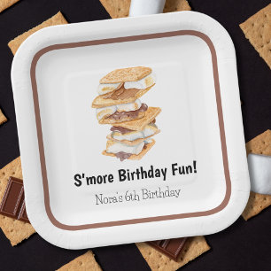 Assiettes En Carton Aquarelle S'mores réalistes 6e anniversaire