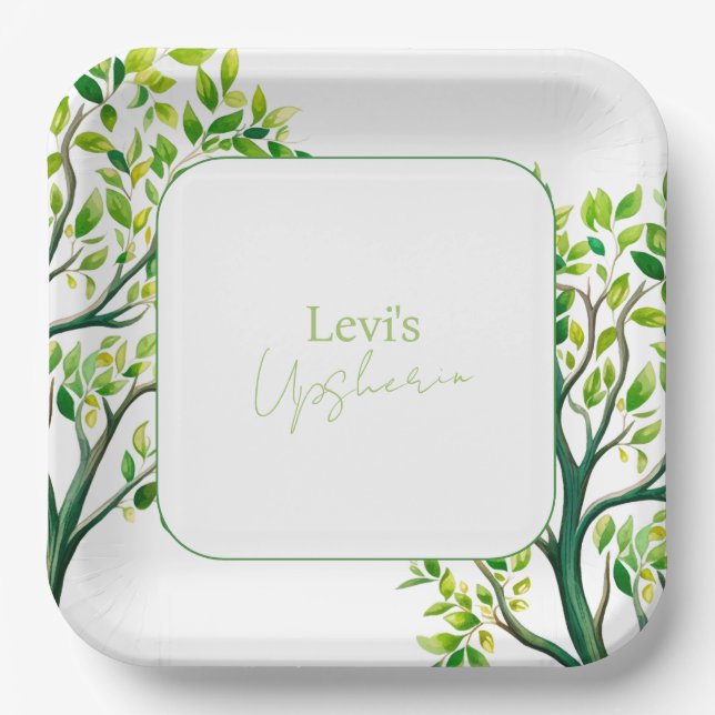 Assiettes En Carton Aquarelle sophistiquée Upsherin Upshernish (Recto)