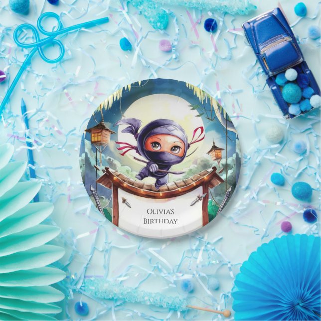 Assiettes En Carton Aquarelle Spy Ninja (Fête)