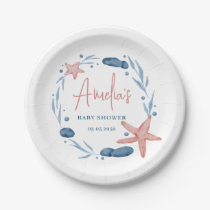 Assiettes En Carton Aquarelle Starfish Coral Reef Baby shower