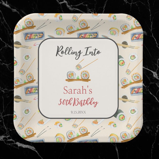 Assiettes En Carton Aquarelle Sushi et Sashimi Tout âge Anniversaire (Créateur téléchargé)