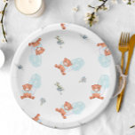 Assiettes En Carton Aquarelle Teddy Bear Balloon Baby shower garçon<br><div class="desc">Aquarelle Teddy Bear Balloon Boy Baby shower Plaques en papier. Éléments correspondants disponibles.</div>