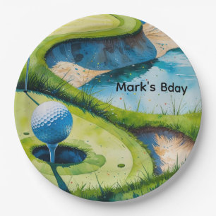 Assiettes En Carton Aquarelle terrain de golf