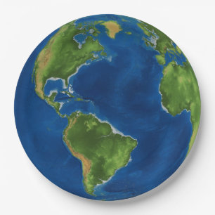 Assiettes En Carton Aquarelle Terre géographie drôle illusion 3D