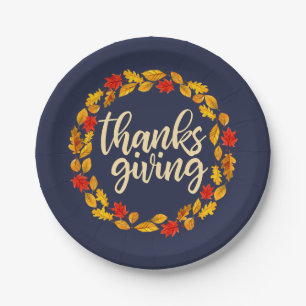 Assiettes En Carton Aquarelle Thanksgiving Chute Leaf Wire