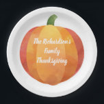 Assiettes En Carton Aquarelle Thanksgiving Citrouille personnalisé<br><div class="desc">Faites plaisir à Thanksgiving avec ces plaques en papier citrouille aquarelle personnalisées. Idéal pour Thanksgiving,  les fêtes de bureau ou les fêtes de classe.</div>