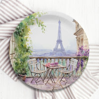 Aquarelle Tour Eiffel Paris Café français