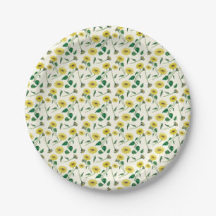 Assiettes En Carton Aquarelle Tournesol Motif plaque papier