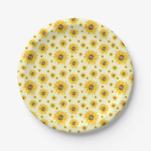 Assiettes En Carton Aquarelle Tournesols motifs floraux