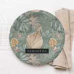 Assiettes En Carton Aquarelle Tropicale Gold & Green Feuille Motif<br><div class="desc">Aquarelle Tropicale Gold & Green Feuille Motif</div>
