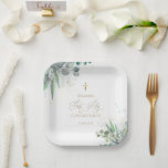 Assiettes En Carton aquarelle verdure | Première communion<br><div class="desc">Plaques papier de la première communion</div>