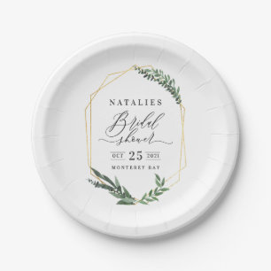 Assiettes En Carton aquarelle vert floral élégant douche nuptiale 