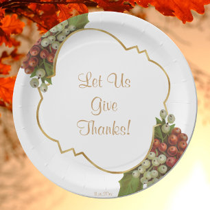 Assiettes En Carton Aquarelle vintage Gold Frame Thanksgiving