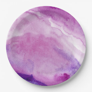 Assiettes En Carton Aquarelle violette en marbre liquide Abstrait