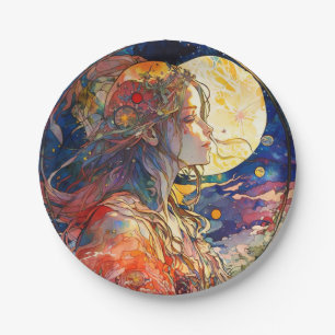 Assiettes En Carton Aquarelle vive de plaque de papier pour fille et l