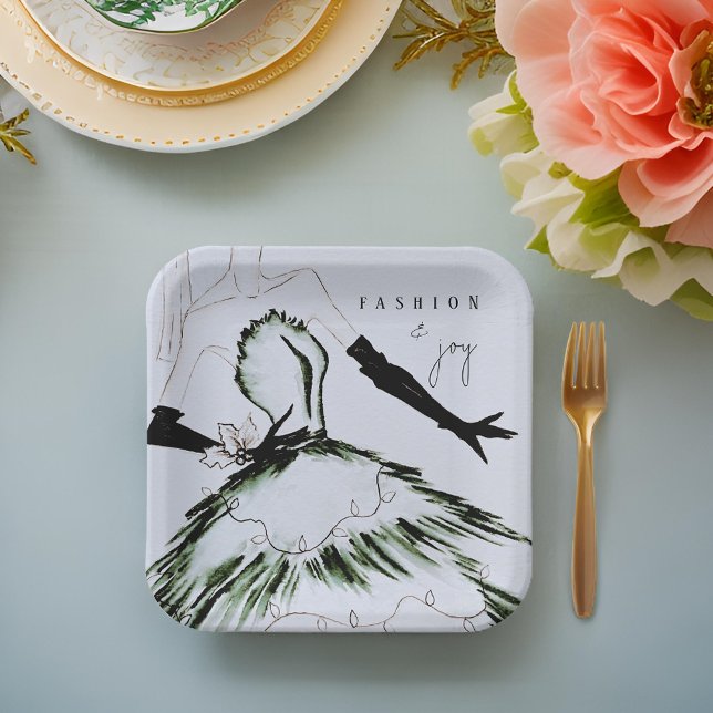 Assiettes En Carton Aquarelle Vogue Mode Modèle Vacances (Créateur téléchargé)