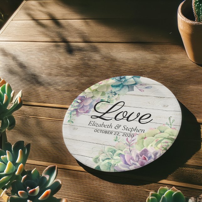 Assiettes En Carton Aquarelle wedding shower Succulents Bois rustique (Créateur téléchargé)